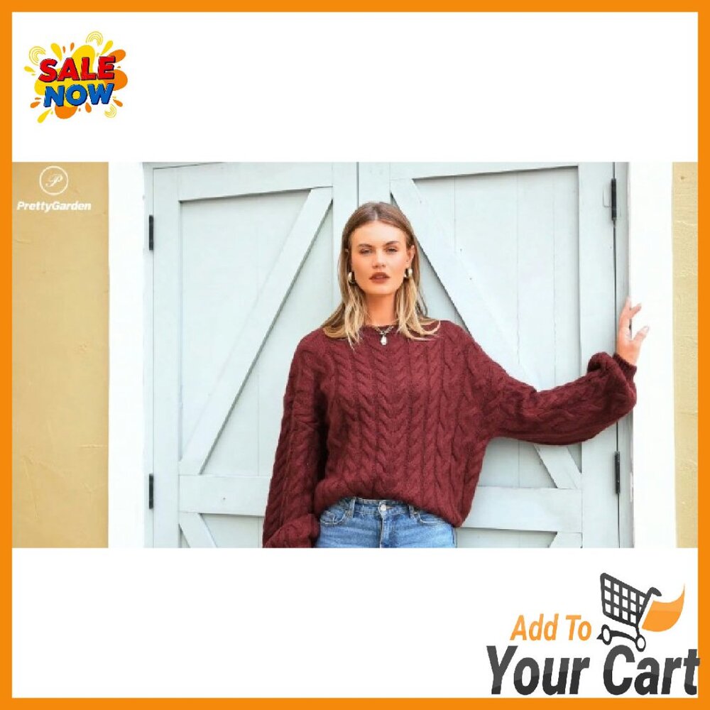 Oversized Cable Knit Chunky Pullover Sweater Loos… - image 8